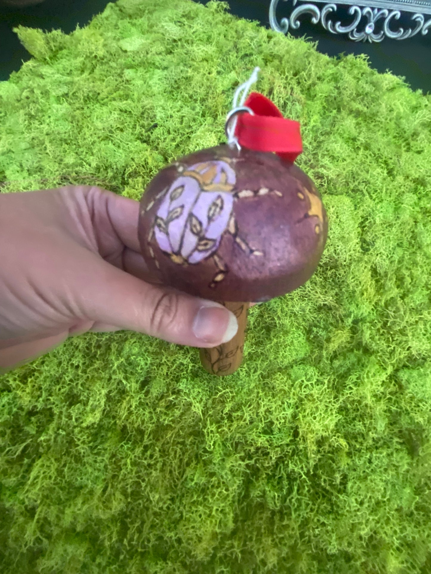 Natural wood mushroom ornaments