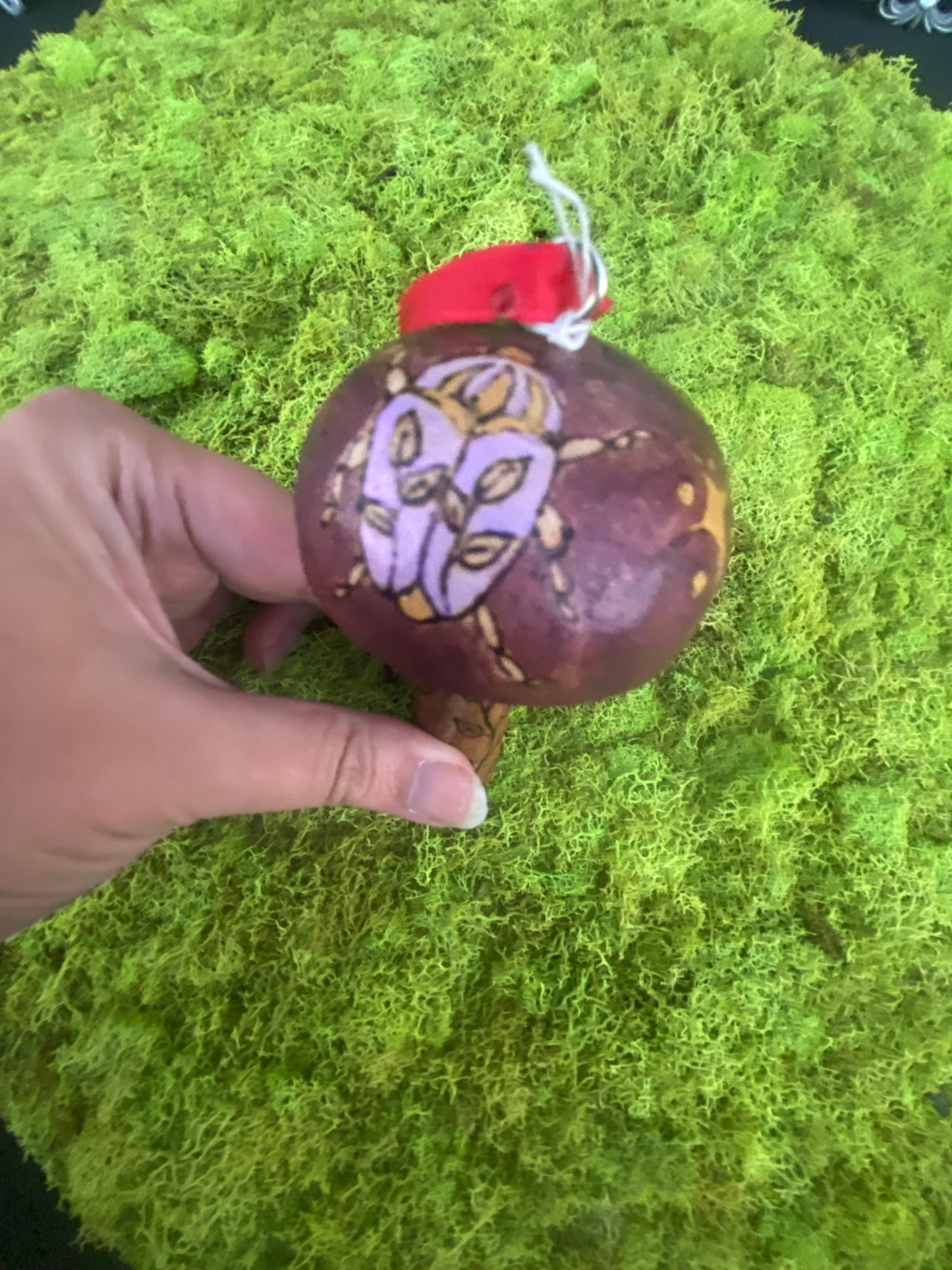 Natural wood mushroom ornaments