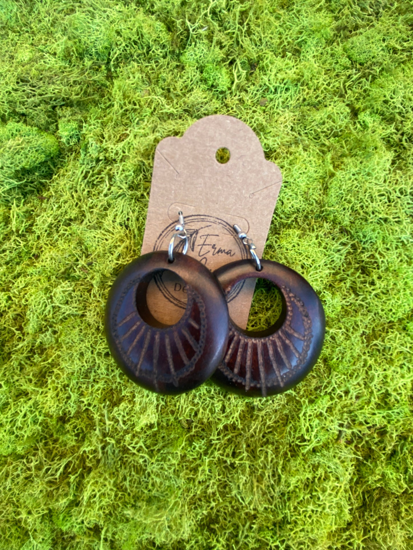 Wood burned earrings