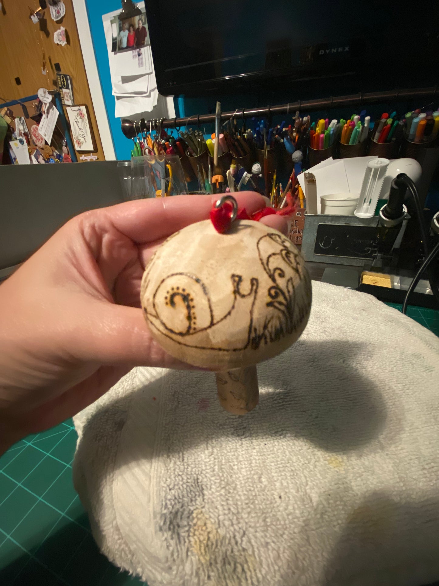 Natural wood mushroom ornaments