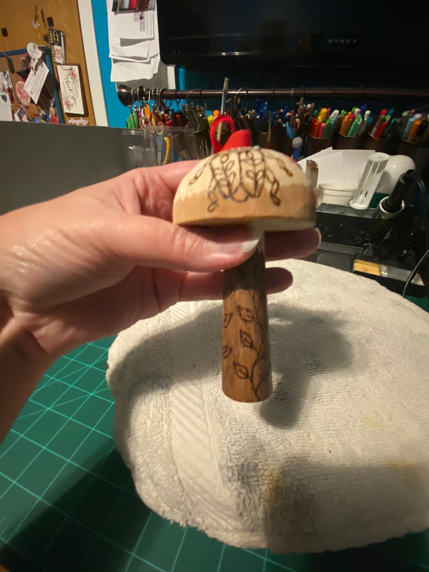 Natural wood mushroom ornaments