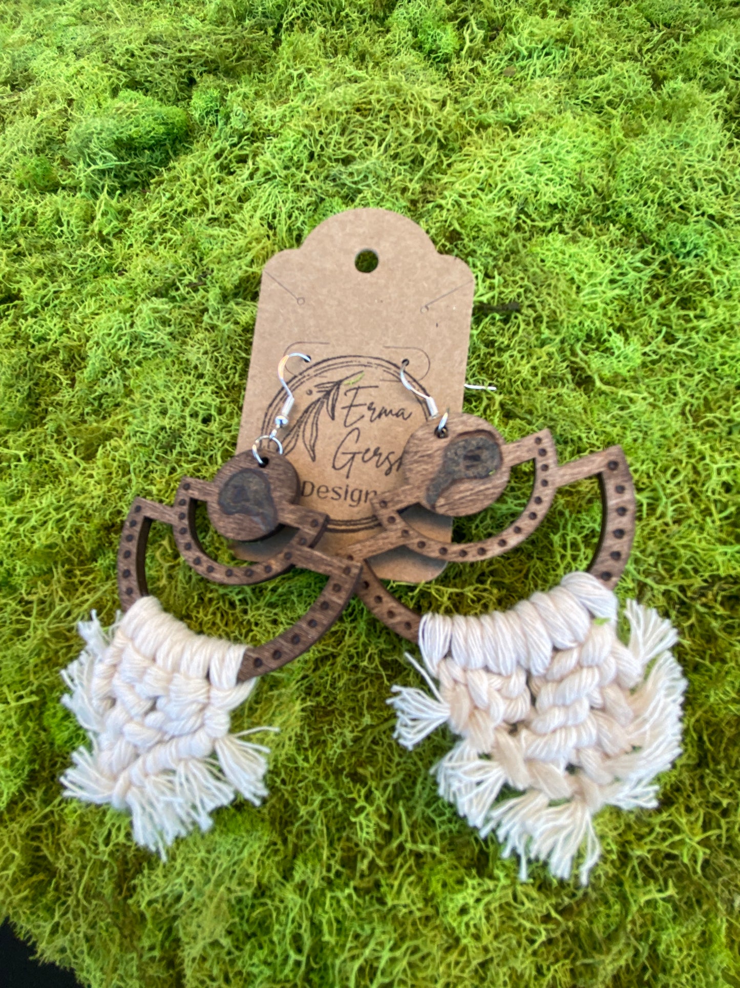 Wood burned earrings