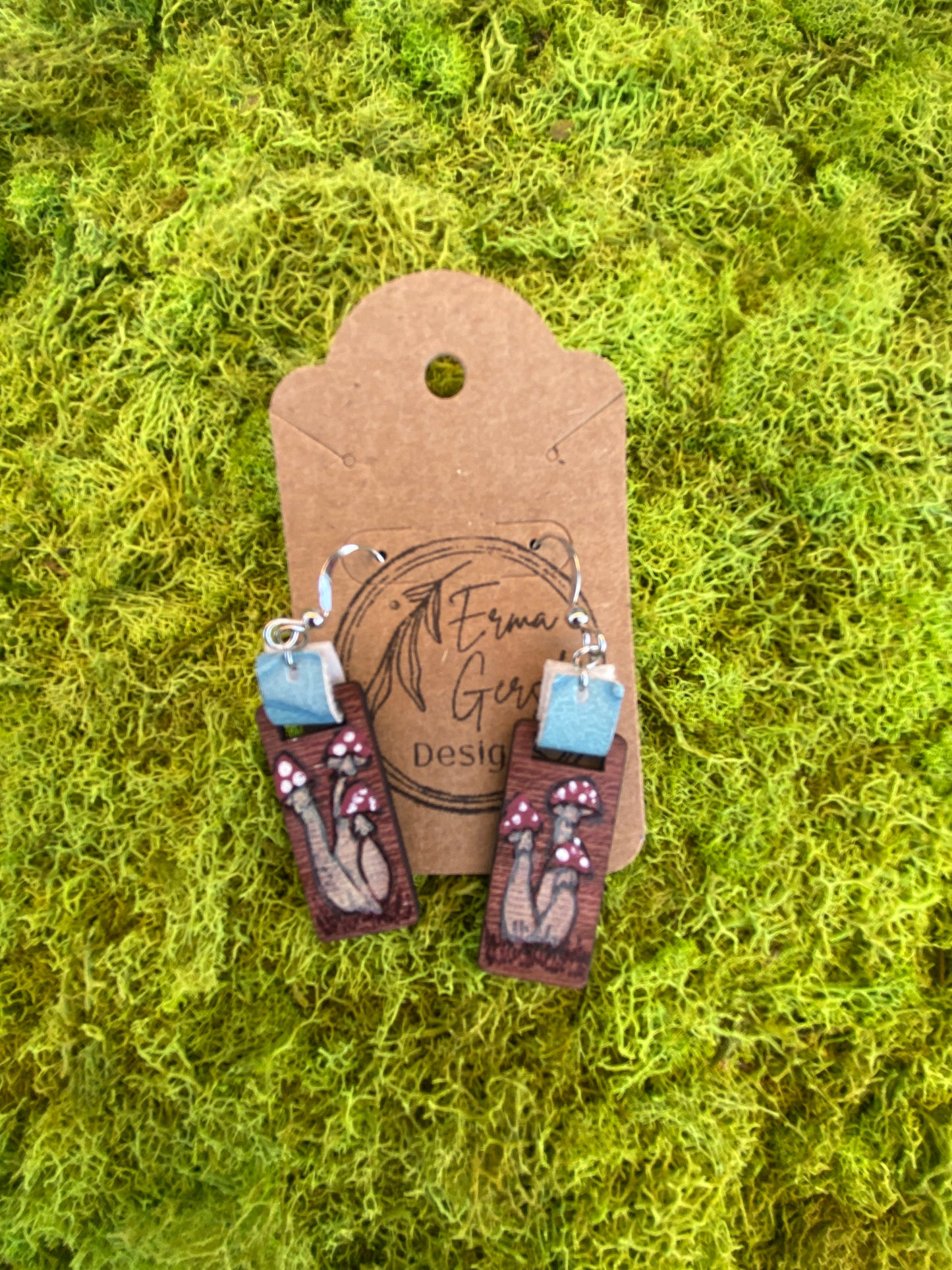 Wood burned earrings