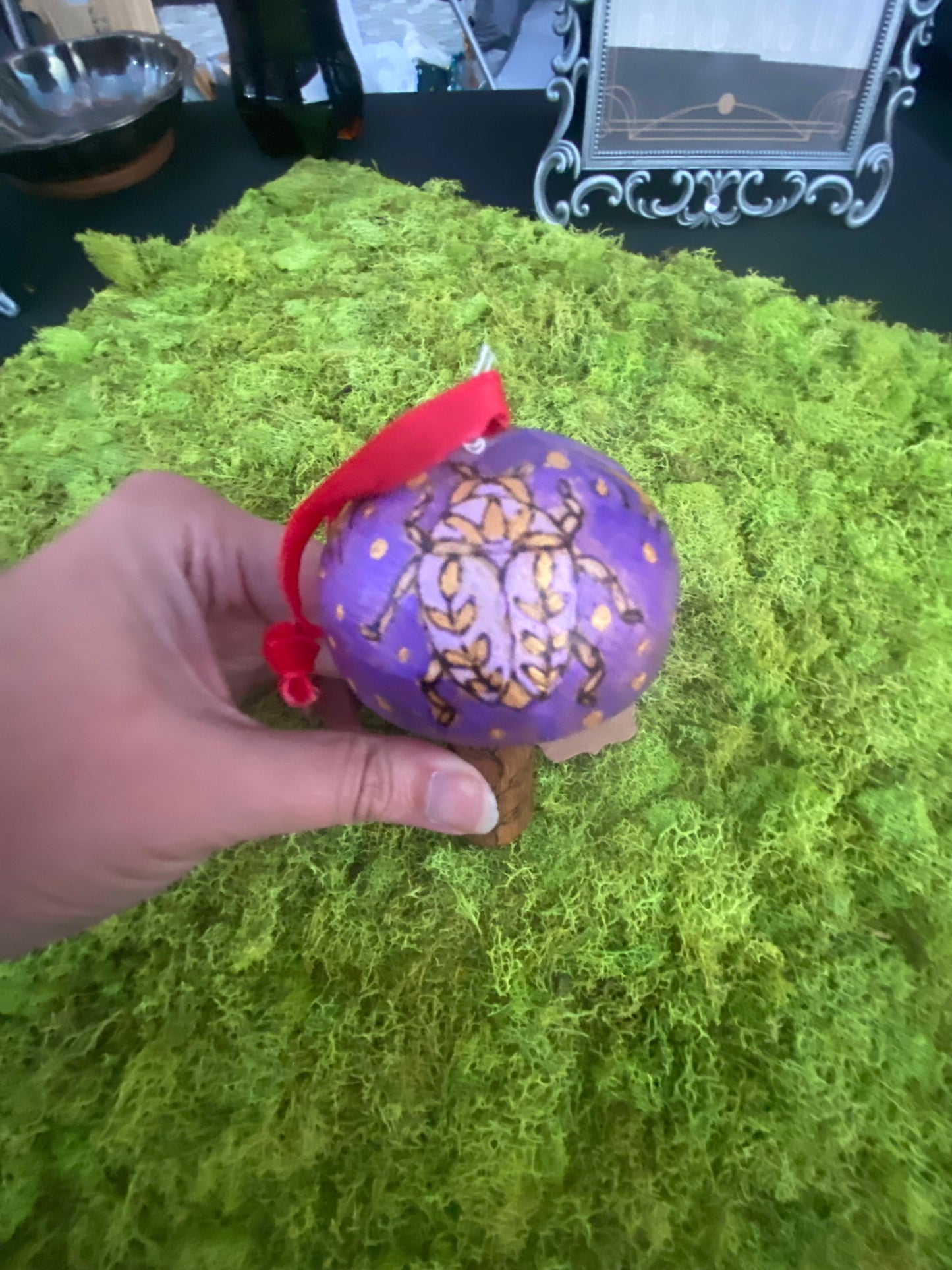 Natural wood mushroom ornaments