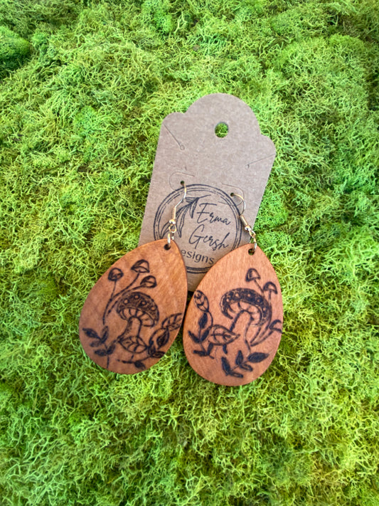 Wood burned earrings