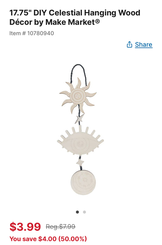 3 wood shape hanging decor