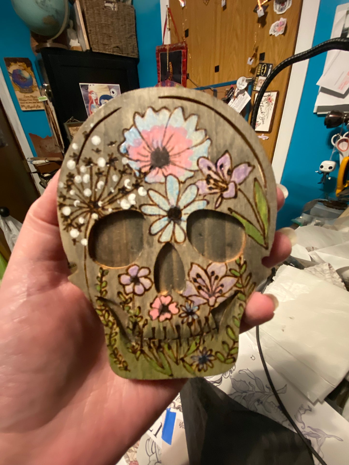 Wood skull