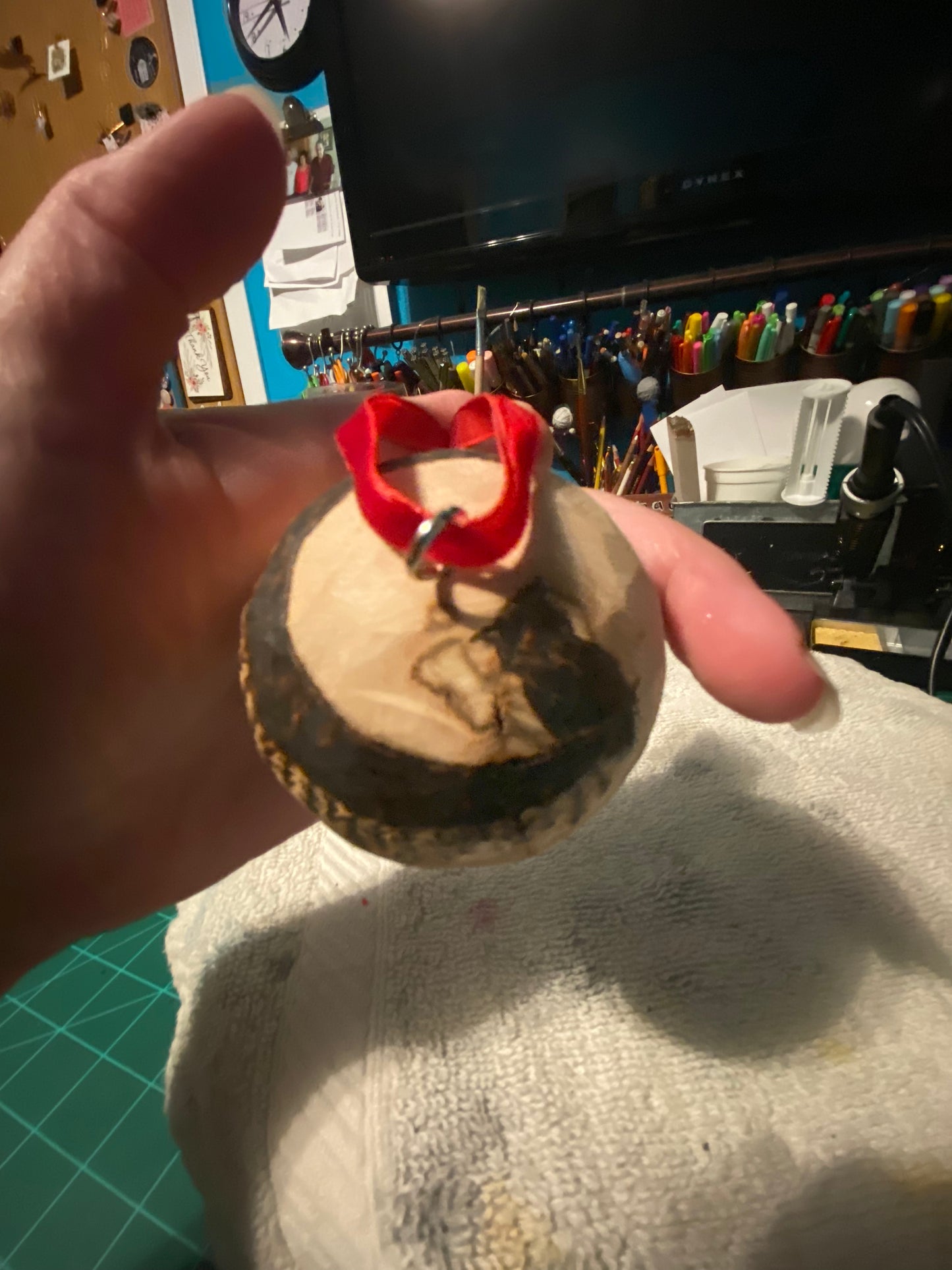 Natural wood mushroom ornaments