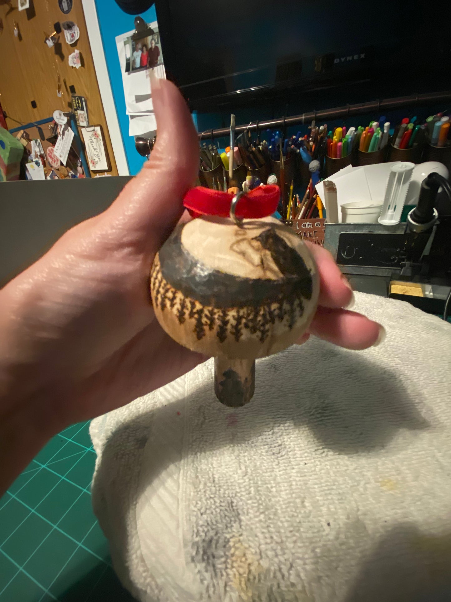 Natural wood mushroom ornaments