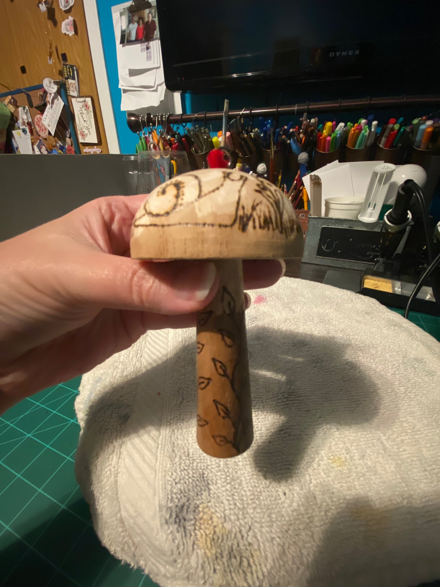 Natural wood mushroom ornaments