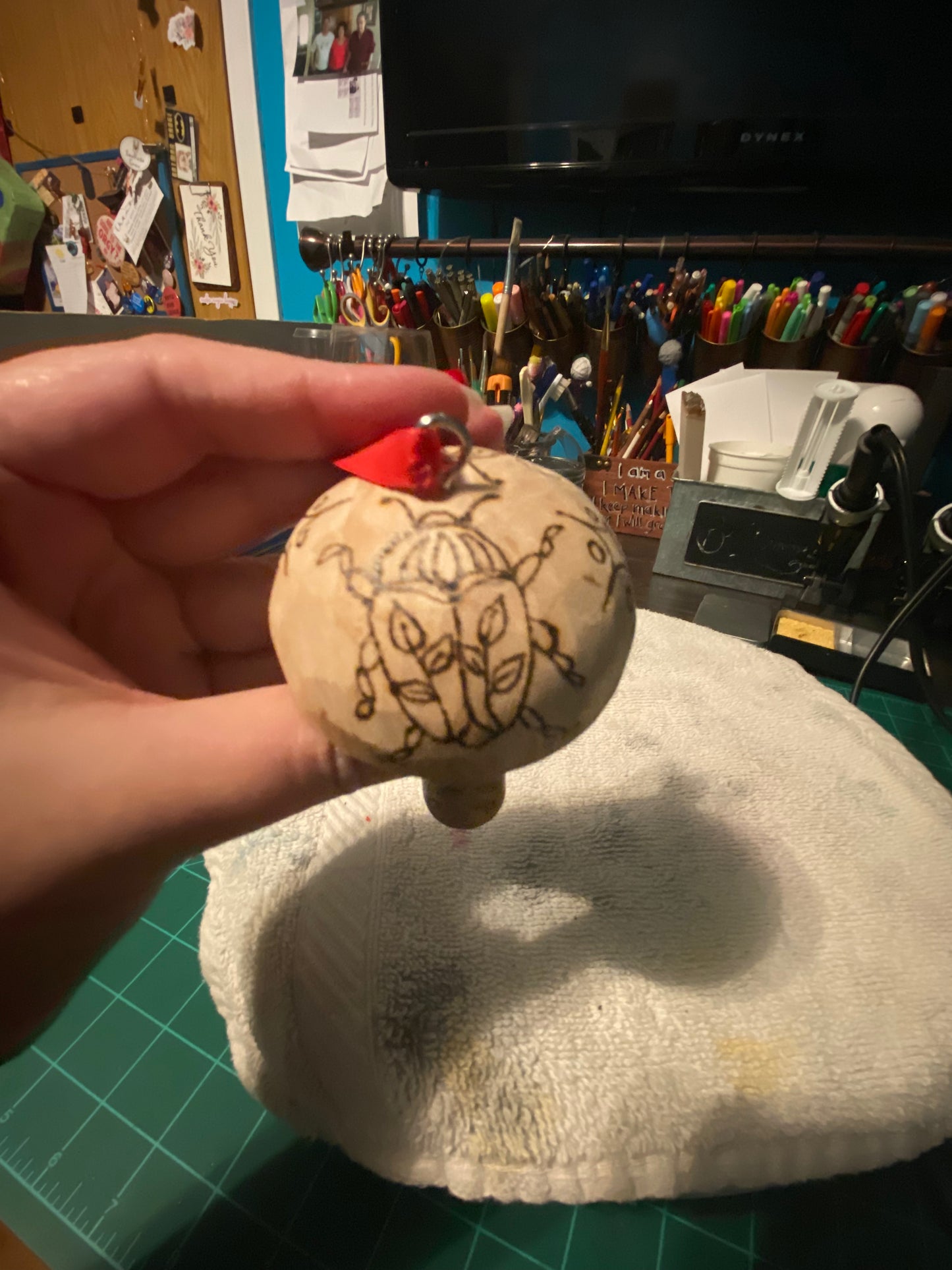 Natural wood mushroom ornaments