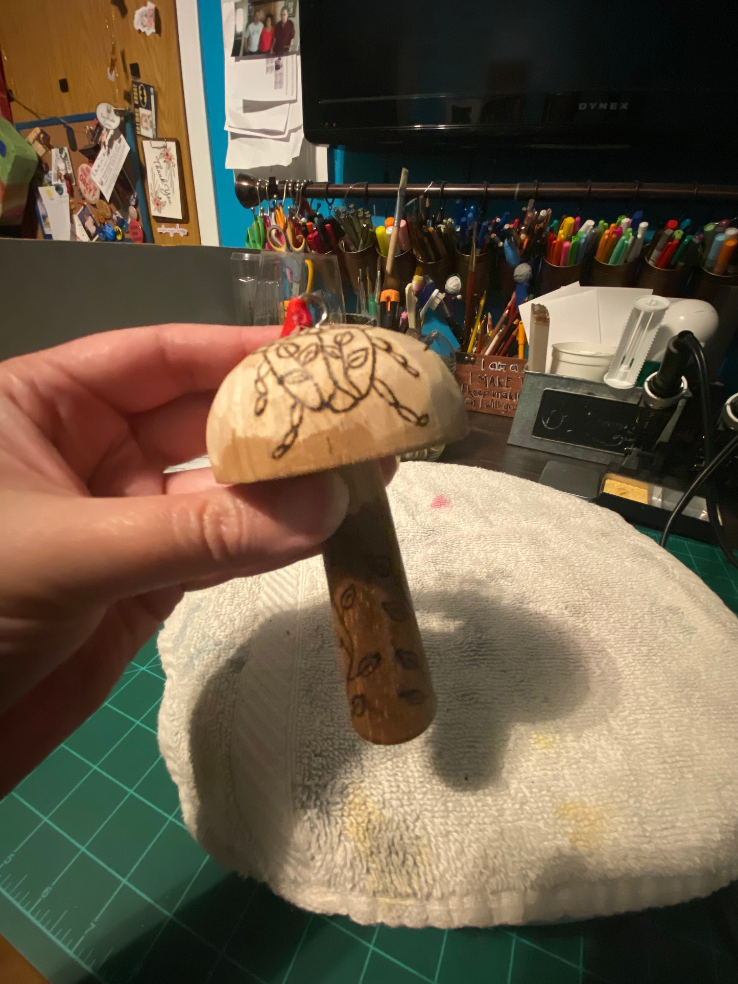 Natural wood mushroom ornaments