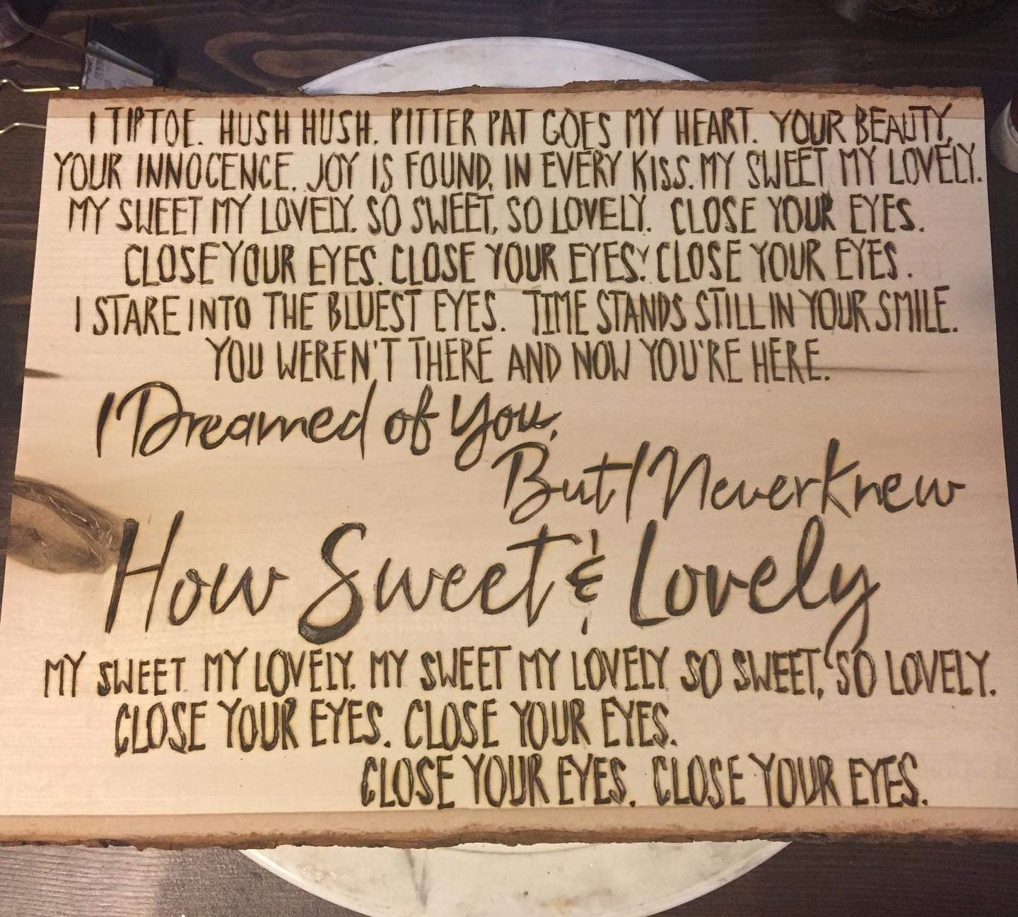 Custom Lyrics Live Edge Sign PREORDER