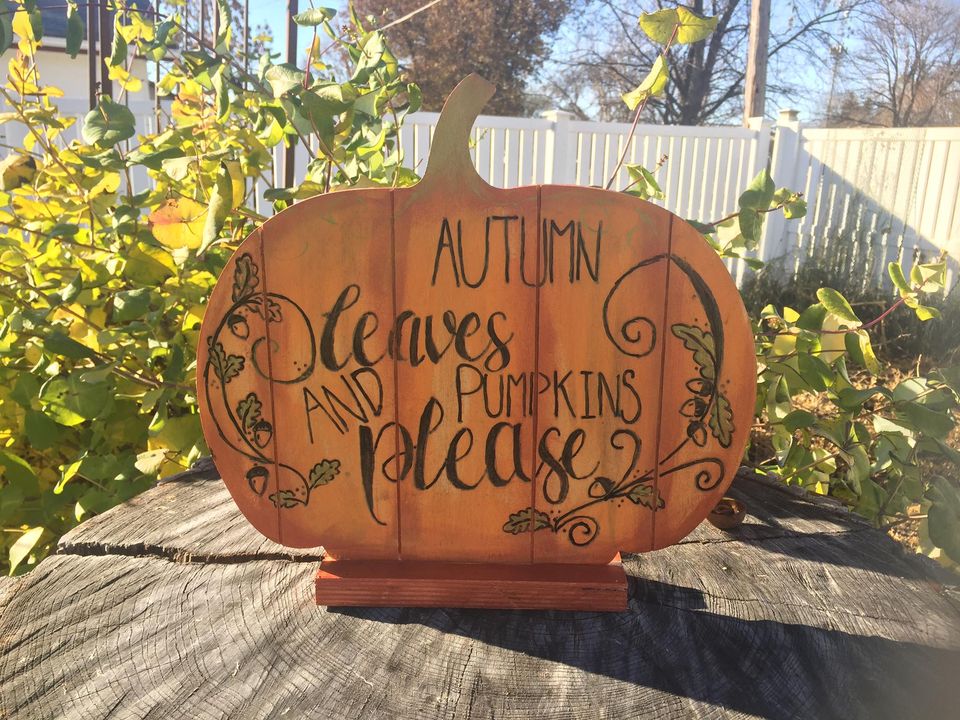 Reversible Fall/Halloween wood pumpkin sign